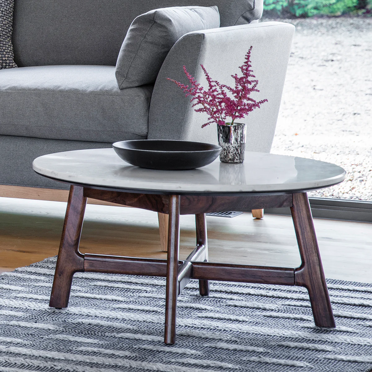 Corona Round Coffee Table with Marble Top - Image 5