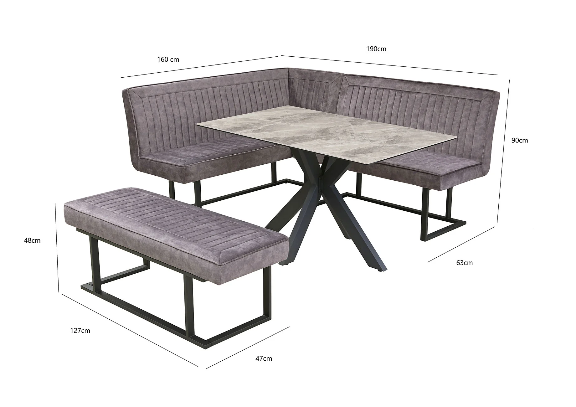 Ebony Dining Set with Bench and Ceramic Table - Image 6