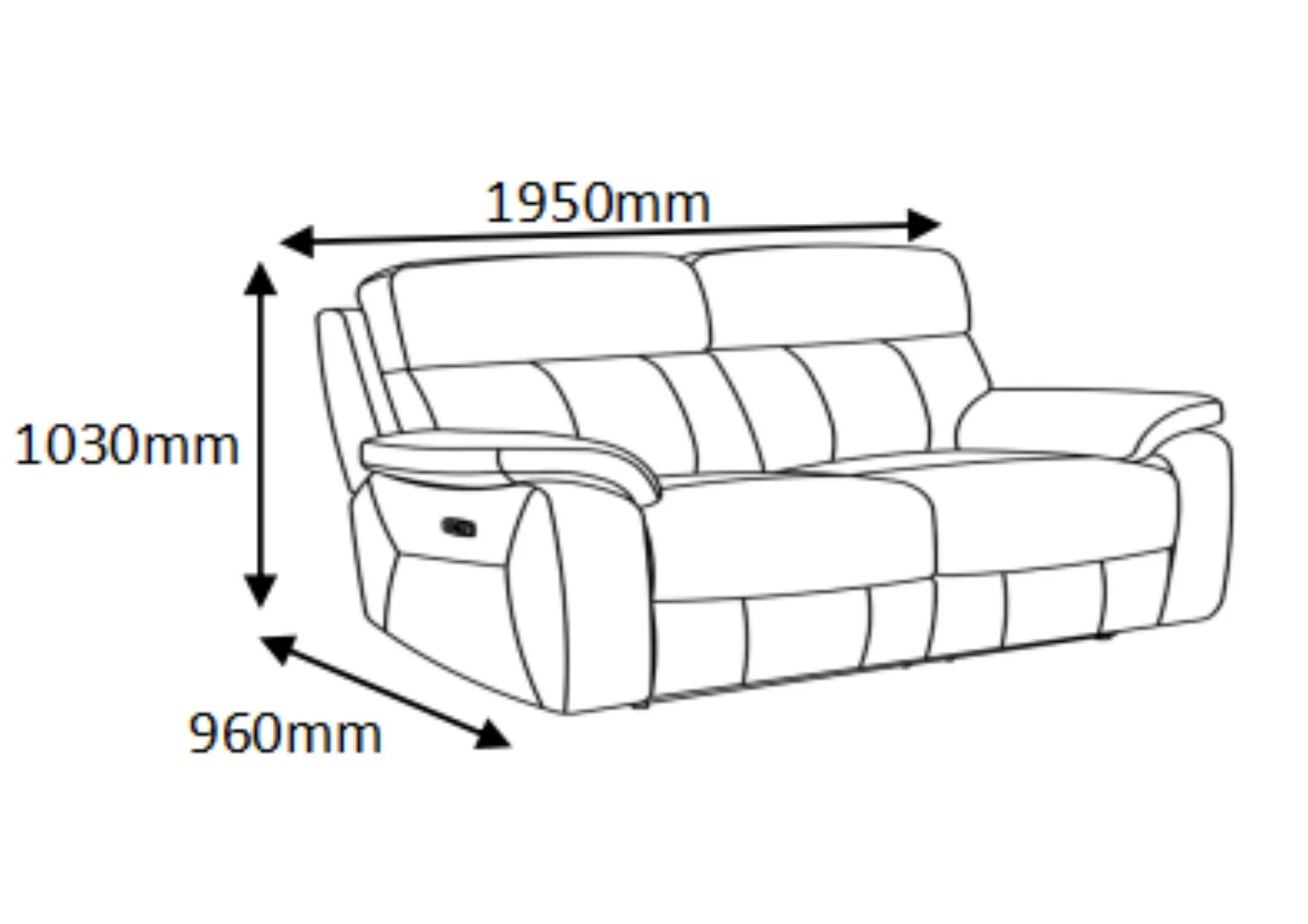 Hunter 3-Seater Power Recliner with Power Headrest - Image 6
