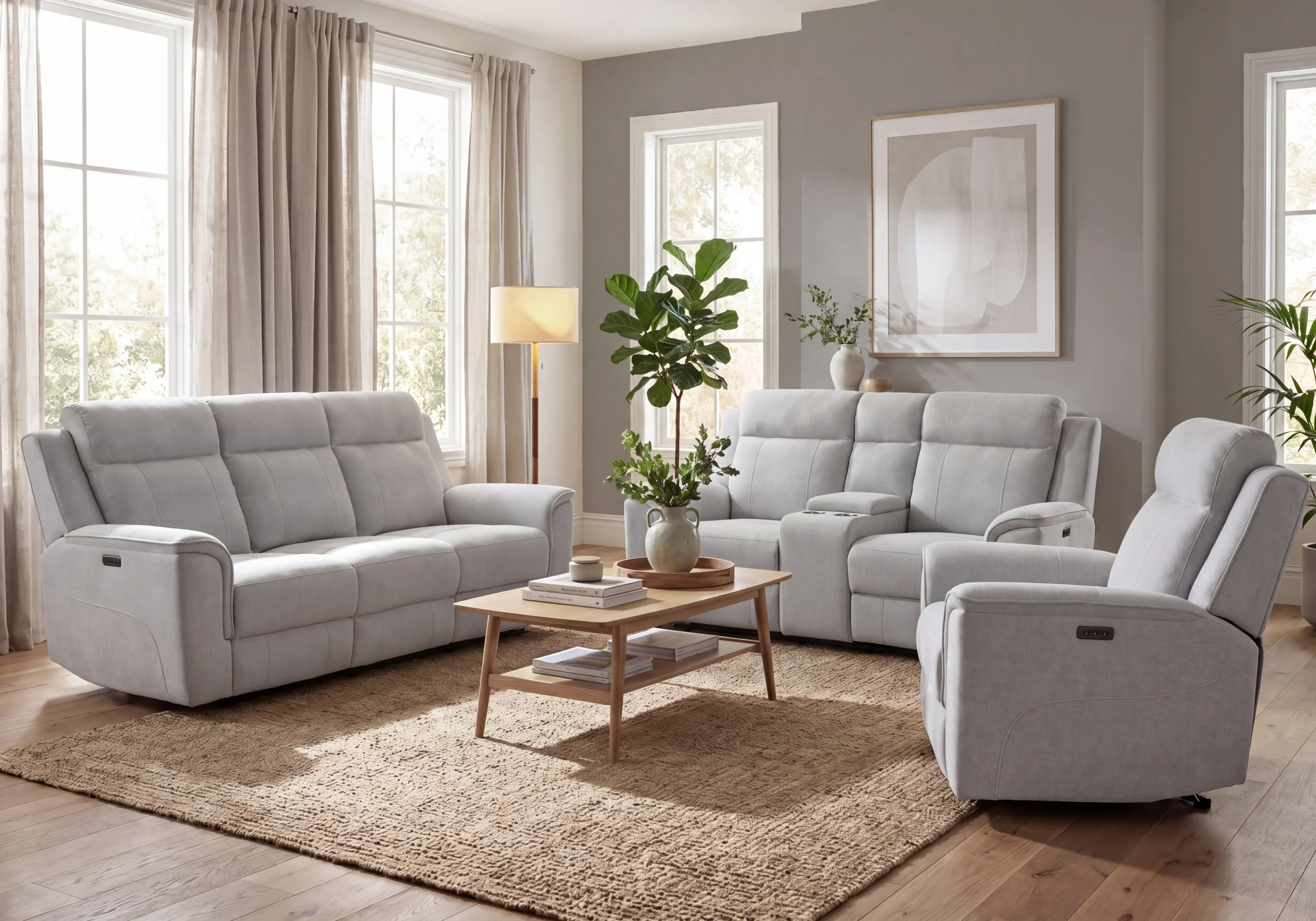 Lily 3 Seater Power Recliner with Drop Down Table - Image 5